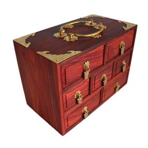 aybal retro wooden jewellery box with 7 drawers