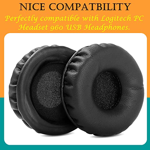 TaiZiChangQin PC 960 Ear Pads Ear Cushions Mic Foam Kit Replacement Compatible with Logitech PC Headset 960 USB ( Protein Leather Earpads )