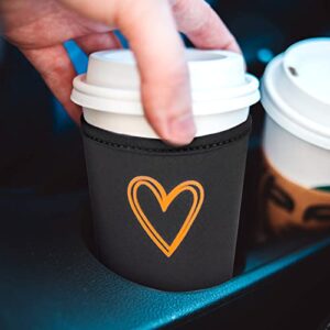 Fycyko Iced Coffee Sleeves Reusable Insulator for Cold& Hot Drink Cups-3 Pack Love Heart Cute Neoprene Iced Coffee Beverages Cup Sleeve,Compatible with Starbucks Dunkin McDonalds More-Black