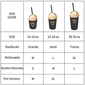 Fycyko Iced Coffee Sleeves Reusable Insulator for Cold& Hot Drink Cups-3 Pack Love Heart Cute Neoprene Iced Coffee Beverages Cup Sleeve,Compatible with Starbucks Dunkin McDonalds More-Black