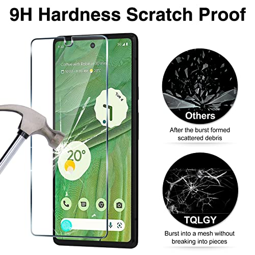 TQLGY 3 Pack Screen Protector for Google Pixel 7 with 3 Pack Camera Lens Protector, 9H Tempered Glass Film, Fingerprint Unlock Compatible, Ultra HD, Anti Scratch, Bubble Free, Case Friendly