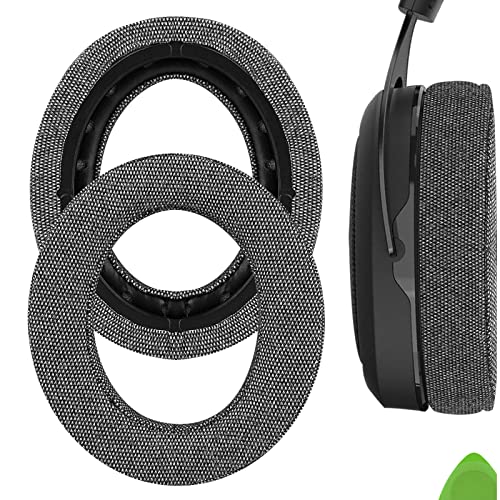 Geekria Comfort Linen Replacement Ear Pads for Corsair HS70 PRO, HS60 PRO, HS50 PRO Headphones Ear Cushions, Headset Earpads, Ear Cups Cover Repair Parts (Grey)