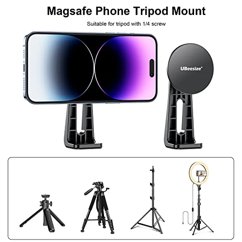 UBeesize Magnetic Tripod Mount Adapter,Universal Phone Tripod Mount for Fill Light Tripod,iPhone Tripod Holder for Magsafe iPhone 14 13 12 Pro Max Plus, MagSafe Case & All Phones
