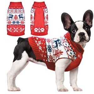 uetzltb dog christmas sweater soft warm fall winter turtleneck knitted puppy clothes cute reindeer ugly xmas doggy sweatshirts vest pet clothing for small medium large dogs cats boy girl(red,xs)