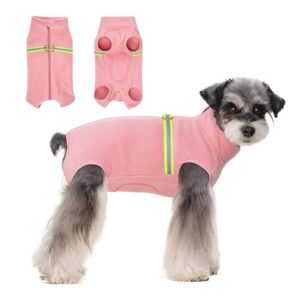dog warm coat, polar fleece dog pajamas bodysuit for small medium dogs cats walking hiking travel sleeping, cold weather puppy vest clothing, stand collar thermal doggie winter onesie clothes