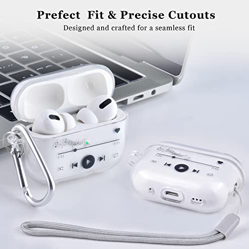 MOFREE Compatible with AirPods Pro 2 Case Clear, Soft TPU Airpods Pro 2nd Generation Case Cover with Lanyard and Durable Keychain, Shockproof Cover for iPod Pro 2 Wireless Charging Case 2022 -Music