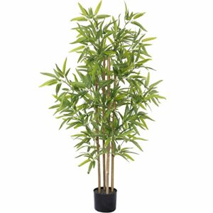 softflame 4ft bamboo artificial tree, faux bamboo plant, real touch technology, artificial plant with 4 trunks, ideal for home office indoor decoration