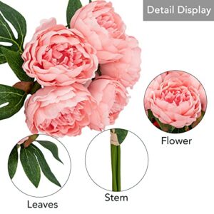 Softflame Artificial/Fake/Faux Flowers - Peony Bundle Pink Color, Pack of 5, Totally 25 Heads, for Wedding, Home, Party, Restaurant