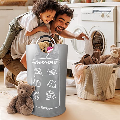 Laundry Baskets with Padded Handles Collapsible Dirty Clothes Hamper Heavy Duty XL Laundry Bag for Bedroom, Bathroom, College Dorm and Toys Organization, Grey, 120L, Weglad