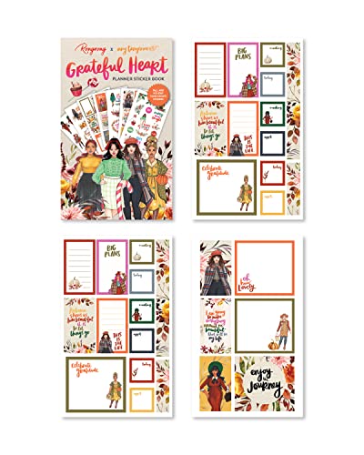 The Rongrong Grateful Heart Sticker Book for Planners, Calendars, Journals and Projects – Premium Quality Hand Drawn Perfect for Fall and Holiday Planning – Scrapbook Accessories – 24 Sheets