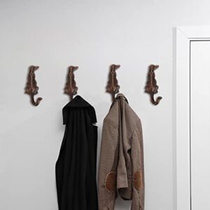 Laxioriew Pack of 4 Vintage Cast Iron Dog Wall Decorative Hook with Screws, Heavy Duty Rustic Wall Garage Hook Puppy Retro Wall Animal Hanger Hook for Robes, Towels, Coats, Bags and Cloths