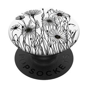 simple wildflower flower line design popsockets swappable popgrip