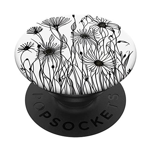 Simple Wildflower Flower Line Design PopSockets Swappable PopGrip