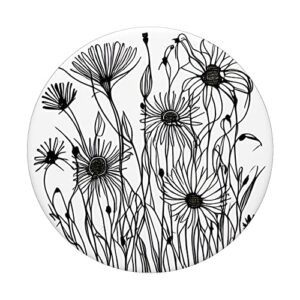 Simple Wildflower Flower Line Design PopSockets Swappable PopGrip