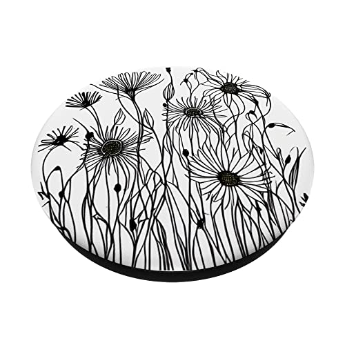 Simple Wildflower Flower Line Design PopSockets Swappable PopGrip