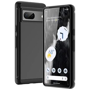 jetech heavy shockproof case for google pixel 7, dual layer rugged protective phone cover with shock-absorption (black)
