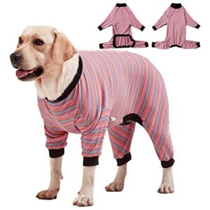 lovinpet large dog pajamas, cotton multicolor stripe big dog shirt,cotton dog jammies, full body dog onesie, pet pj's/medium