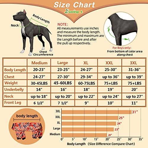 LovinPet Large Breed Dog Pajamas - Lightweight Pullover Full Coverage Dog Pjs, Dog Onesie, Happy Horse Coral Print, Full Coverage Dog Jammies, Pet PJ's/XL