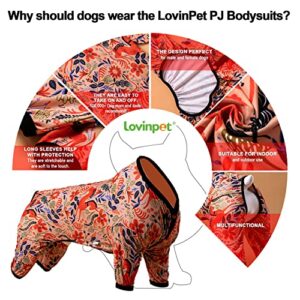 LovinPet Large Breed Dog Pajamas - Lightweight Pullover Full Coverage Dog Pjs, Dog Onesie, Happy Horse Coral Print, Full Coverage Dog Jammies, Pet PJ's/XL