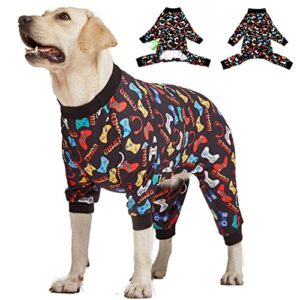 lovinpet large dog pajamas pitbull boxer dogs - game console print, wound care/post surgery dog clothes, pet anxiety relief, lightweight stretchy big dog pullover shirt, large dog jammies/large