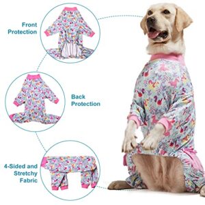 LovinPet Large Breed Dog Pajamas Onesie - Lightweight Stretchy Knit Dog Jammies, Unicorn Seafoam Print Dog PJ's, Large Dog Onesie, Pet PJ's/Large
