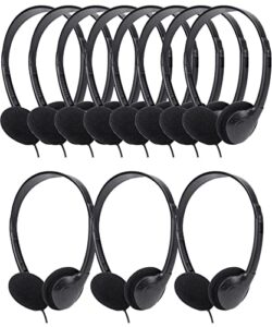 qwerdf 24 packs headphones bulk for kids classrooms set school students class wired on-ear over-ear earphones individually bagged