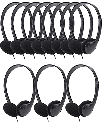 QWERDF 24 Packs Headphones Bulk for Kids Classrooms Set School Students Class Wired On-Ear Over-Ear Earphones Individually Bagged