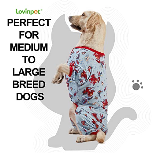 LovinPet Giant Big Dog Pajamas, Rabbit and Wild Horse Print, Lightweight Stretchy Pullover Dog Jammies, Full Coverage Large Breed Dog Onesie, Pet PJ's/Large