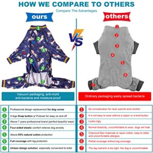 LovinPet Large Breed Dog Onesie Clothes, Slim Fit/Stretchy Knit, Unicorn Rocket Grey Print, Pet Anxiety Relief,Wound Care/Post Surgery Large Dog Shirt,UV Protection,Large Breed Dog Jammies PJ's/Large