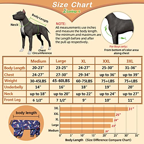 LovinPet Large Breed Dog Onesie Clothes, Slim Fit/Stretchy Knit, Unicorn Rocket Grey Print, Pet Anxiety Relief,Wound Care/Post Surgery Large Dog Shirt,UV Protection,Large Breed Dog Jammies PJ's/Large