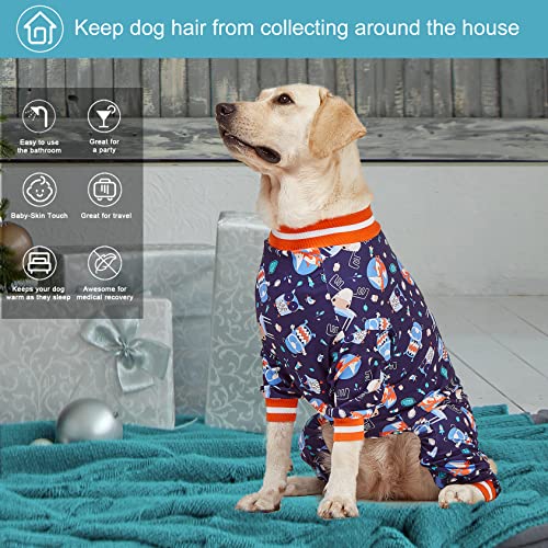 LovinPet Pet Clothes for Large Dogs: Nighthawk& Red Fox Steel Gray Print, Lightweight Stretchy Knit Pullover Pet Pajamas, Big Dog Onesie, Large Breed Dog Jammies, Pet PJ's /3XL