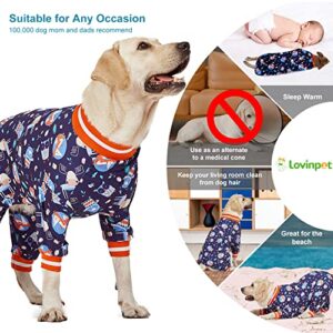 LovinPet Pet Clothes for Large Dogs: Nighthawk& Red Fox Steel Gray Print, Lightweight Stretchy Knit Pullover Pet Pajamas, Big Dog Onesie, Large Breed Dog Jammies, Pet PJ's /3XL