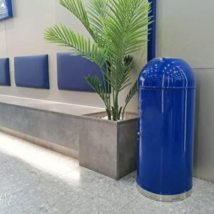 Stainless Steel Trash Can with Lid Open Top Trash Bin, Industrial Metal Trash Enclosure, Detachable Inside Cabinet, Commercial Garbage Bin for Hotel, Patios, Cafés, Parks (Color : Blue, Size : 45L)