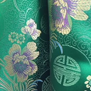 Kate Green Floral Brocade Chinese Satin Fabric by The Yard - 10037