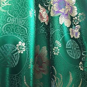 Kate Green Floral Brocade Chinese Satin Fabric by The Yard - 10037