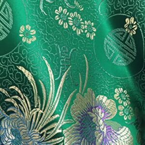 Kate Green Floral Brocade Chinese Satin Fabric by The Yard - 10037