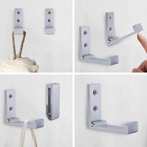 Folding Coat Hooks，4pcs Wall Hooks for Hanging Backpack Coat Kitchen Towel Hook， Backpack Wall Hooks Heavy Duty， Aluminum Alloy Headphone Holder Hooks No Rust Wall Mounted for Hat Bags Jackets