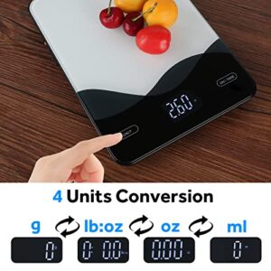 Rechargeable Digital Kitchen Food Scale - AIMILAR LED Display 22lb Food Weight Scales for Baking Cooking USB-C Chargeable Ounces and Grams 1g/0.1oz Tempered Glass