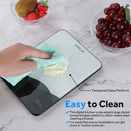 Rechargeable Digital Kitchen Food Scale - AIMILAR LED Display 22lb Food Weight Scales for Baking Cooking USB-C Chargeable Ounces and Grams 1g/0.1oz Tempered Glass