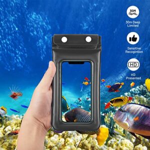 Waterproof Phone Pouch Floating Phone Dry Bag Waterproof Cellphone Case Up to 7" with Lanyard for iPhone 14 13 12 11 /Samsung/Samsung Galaxy/Pixel/OnePlus (Black+Black)