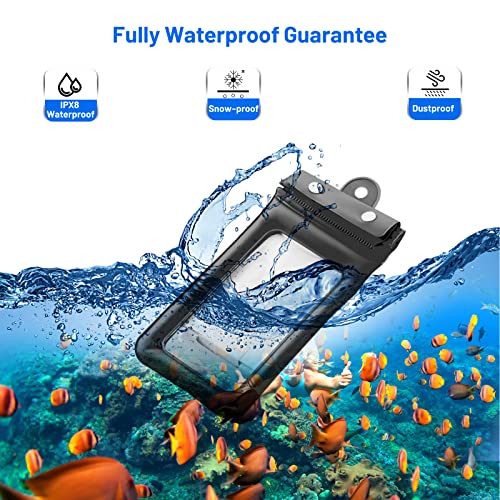 Waterproof Phone Pouch Floating Phone Dry Bag Waterproof Cellphone Case Up to 7" with Lanyard for iPhone 14 13 12 11 /Samsung/Samsung Galaxy/Pixel/OnePlus (Black+Black)
