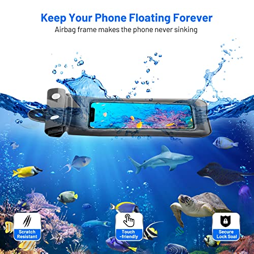 Waterproof Phone Pouch Floating Phone Dry Bag Waterproof Cellphone Case Up to 7" with Lanyard for iPhone 14 13 12 11 /Samsung/Samsung Galaxy/Pixel/OnePlus (Black+Black)