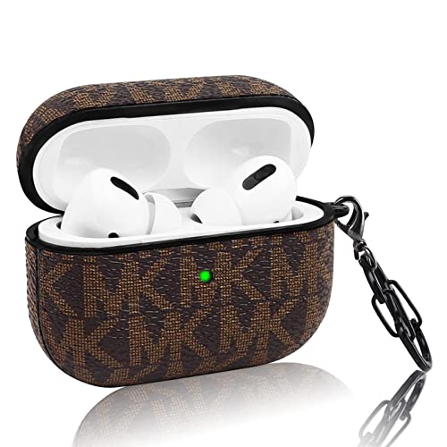AirPods Pro Case Cover with Keychain, Luxury Shock-Absorbing Premium Airpods Pro Protective Cover Case for AirPods Pro Wireless Charging Case, Front LED Visible-Pine Green