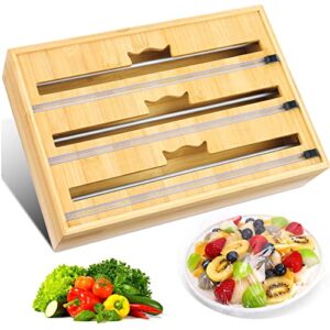 himimi foil and plastic wrap organizer with cutter for drawer, aluminum foil, saran wrap,wax bamboo dispenser for kitchen organization and storage foil and plastic wrap for 13" roll (natural)