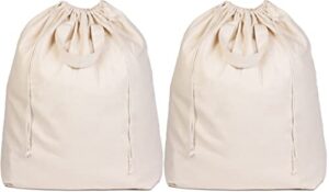 canvas laundry bags extra large heavy duty - 100% cotton laundry bag with straps, handles and drawstring - college dorm laundry bag in xl size - washable, foldable laundry bag or basket liner (2 pack)