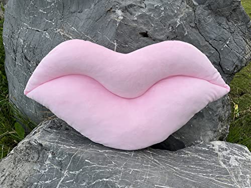 unlockgift Pink Velvet Lip Shaped Pillow Light Pink Pillows Love Cushion Funky Throw Pillow Bed Living Room Decorative Pillows (Baby Pink, 60 cm)