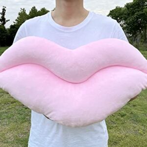 unlockgift Pink Velvet Lip Shaped Pillow Light Pink Pillows Love Cushion Funky Throw Pillow Bed Living Room Decorative Pillows (Baby Pink, 60 cm)