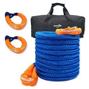 gainawin power stretch recovery rope kit (7/8'' x 30'' tow rope+2 soft shackles) heavy-duty vehicle recovery rope for atv utv suv truck