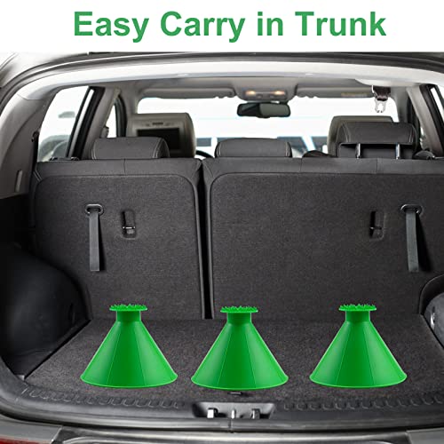 3 Pcs Magical Ice Scrapers for Car Windshield, Round Snow Scraper with Funnel, Cone-Shaped Car Snow Remover, Car Window Scraper for Ice & Snow, Car Winter Accessories, Gift for Chrismas (Green)