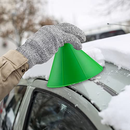 3 Pcs Magical Ice Scrapers for Car Windshield, Round Snow Scraper with Funnel, Cone-Shaped Car Snow Remover, Car Window Scraper for Ice & Snow, Car Winter Accessories, Gift for Chrismas (Green)